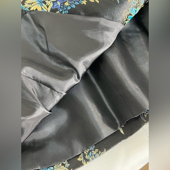 Metaphor Vintage Brocade Jacket Womens Size L Black Blue Asian Floral Pattern - Picture 8 of 10
